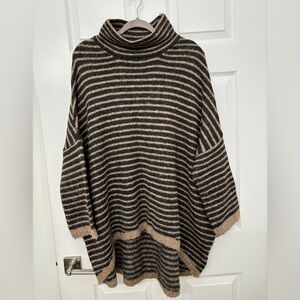 Simply Couture Black and Tan Striped Turtleneck Sweater Size 2X